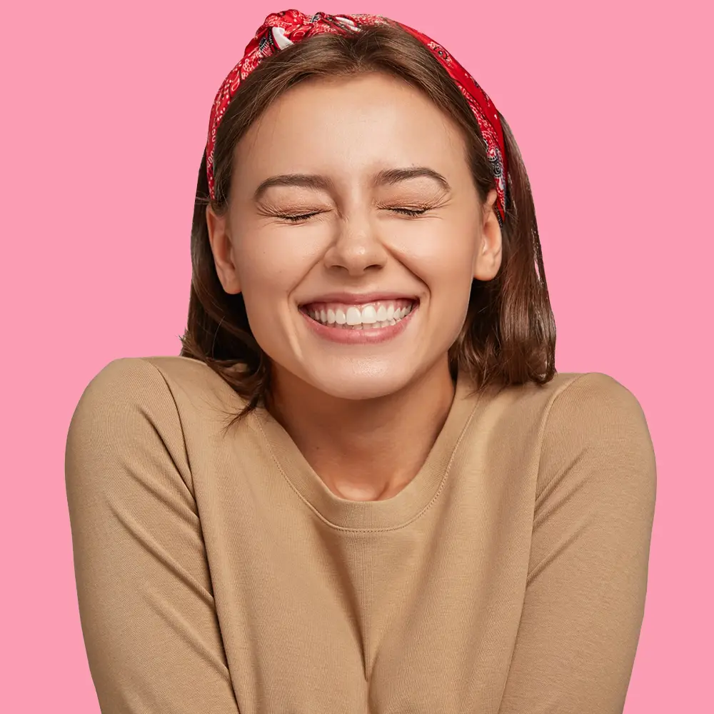 Girl smiling with nice cosmetic teeth
